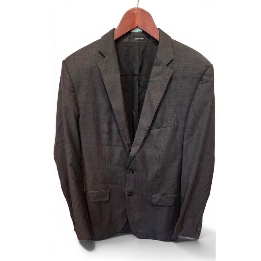 Hugo Boss Blazer 100% Virgin Wool Two Button Tailored Charcoal Grey Formal 42L
